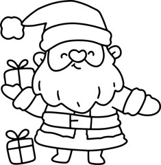 Christmas Santa Coloring Vector Illustration Cute Christmas Card Fun