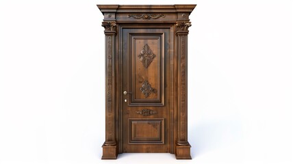 Fototapeta premium Ornate wooden doors with intricate carvings and classical design elements
