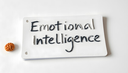 emotional intelligence written in a notebook on white table isolated with white highlights, png