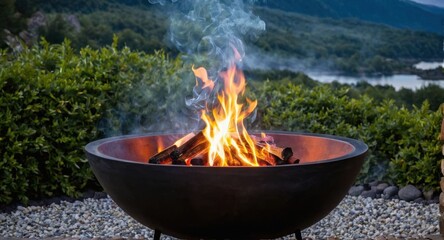 fire against nature background