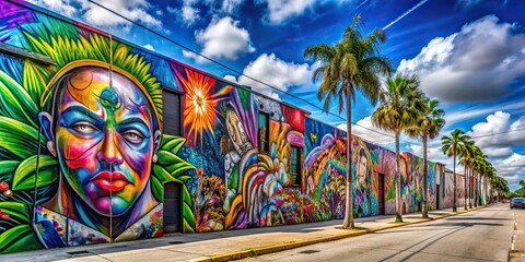Obraz premium Graffiti art on the street wall in Wynwood area Miami Florida