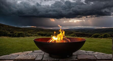 fire against nature background