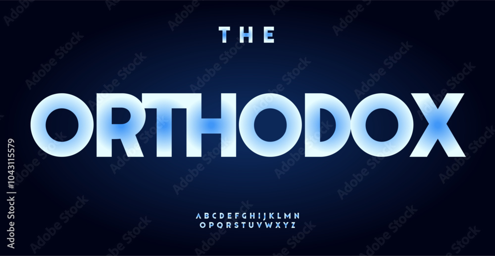Poster bold futuristic display font, glowing gradient letters, sharp geometric shapes for modern sci-fi hea
