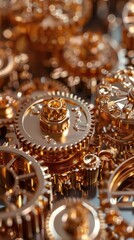 Close Up of Clock With Gears