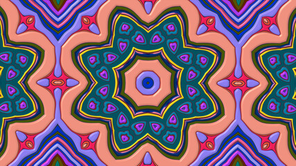 Colorful symmetrical abstract kaleidoscope background pattern for summer 