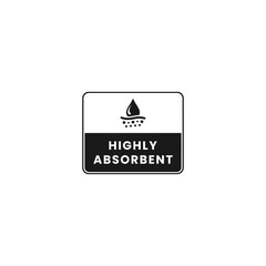 Absorbent label vector or Highly Absorbent label vector isolated in flat style. Best Absorbent label vector for product packaging design element. Absorbent sign vector for product design element.