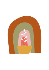 Rainbow Plant Boho Illustration Style. Simple Aesthetic Retro Vector Illustration.
