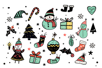 hand drawn Christmas Whimsy  illustration 