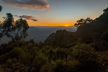 Beautiful sunrise above the clouds at Usambara Mountains in Lushoto in Tanga Region, Tanzania 