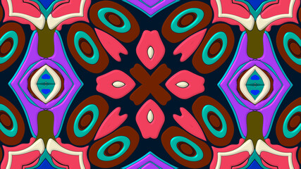 Colorful symmetrical abstract kaleidoscope background pattern for summer 
