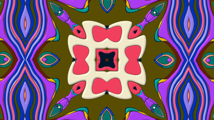 Colorful symmetrical abstract kaleidoscope background pattern for summer 