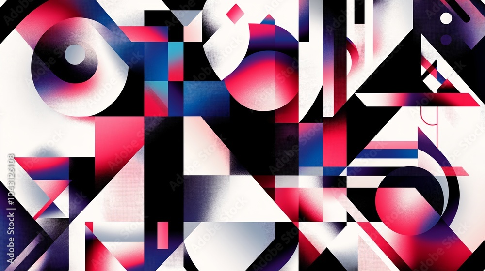 Poster Modern, minimalistic geometric patterns in soothing pastel tones, with sharp lines and soft gradients