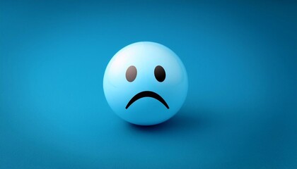 A sad emoji ball on a background reflecting