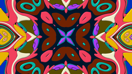 Colorful symmetrical abstract kaleidoscope background pattern for summer 