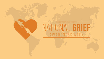 National Grief Awareness Week is observed every year on December. People Awareness concept. background, placard, banner template Vector illustration design.