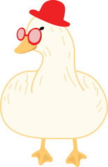 Cute duck cartoon illustration on white background.