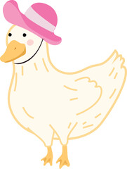 Cute duck cartoon on white background. Vector illustration.