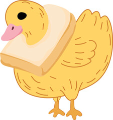 Cute duck cartoon on white background. Vector illustration.