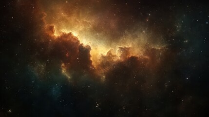 Naklejka premium A mysterious nebula background with dark colors and hints of glowing light peeking through, creating intrigue. 