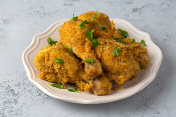 Fried Chicken Drumsticks - Crispy grilled chicken thighs and sauce