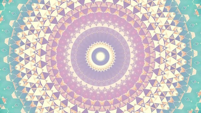 Round Geometric Ornament. Multicolor Circular Animated Geometric Pattern. Looped video.