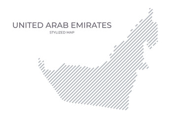 Stylized linear map of United Arab Emirates in minimalistic style. Vector illustration of the map of the country.