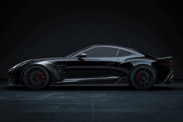 Illustration of a black sports car in a studio.