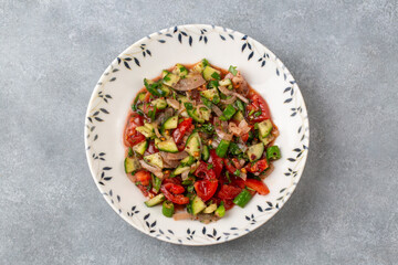 Turkish Shepards Salad with cucumber, tomato, red onion, pepper, parsley (Turkish name; kasik salata)