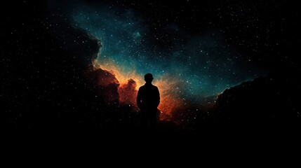 Obraz premium A simple silhouette of a nebula with subtle color gradients, creating a sophisticated cosmic backdrop. 