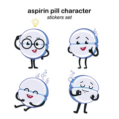 Aspirin Pill Character Stickers Set