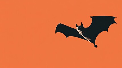 A bat is illustrated soaring across a striking orange background. The design emphasizes simplicity and provides a large area for customizable text or graphics beneath the bat