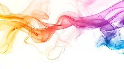 Colorful smoke waves on a white isolate background.