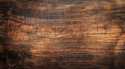 Fototapeta premium Texture of aged wooden surface with rich brown tones and natural grain patterns.