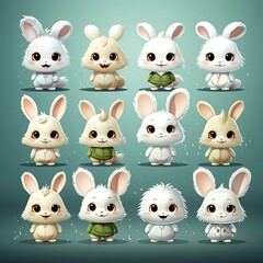 Fototapeta premium A Charming Collection of Cute Little Bunnies in a Garden