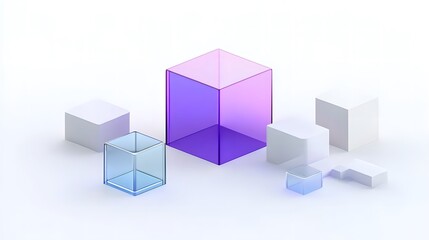 Obraz premium Abstract 3d render, geometric composition with cubes, background design