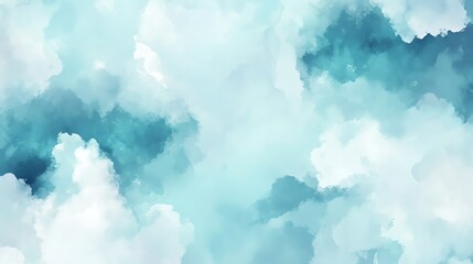 Abstract watercolor clouds in shades of blue and white, perfect for backgrounds.