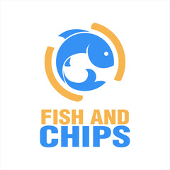 Obraz premium fish and chips logo sticker banner emblem vector illustration template