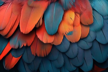 Obraz premium Close-up of vibrant blue and orange feathers.