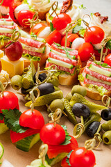 different canape on the Christmas table