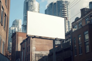 Obraz premium Blank billboard in an urban setting, ready for your message.