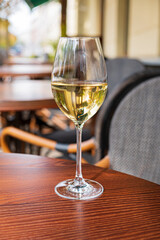 white wine on the autumn terrace