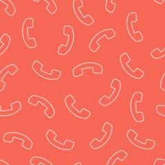 Pink seamless pattern with pink outline phones