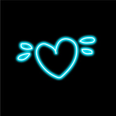 neon love isolated on black background. Love icon with glowing neon outline. Vector illustration.