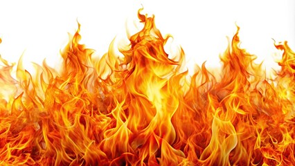 dynamic fire flames against white background silhouette