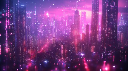 Obraz premium Futuristic Floating Servers in Glowing Cityscape