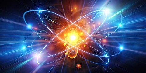 Fototapeta premium Dynamic light effects showing illuminating atomic transitions and electron orbits with photon emission