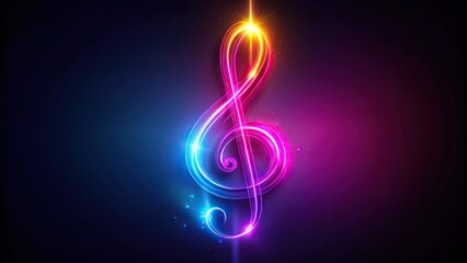 Obraz premium Dynamic neon treble clef silhouette with colorful light effects
