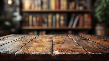 Fototapeta premium Blurred bookshelf background.Bookshelf in Library with antique books. 3d rendering.