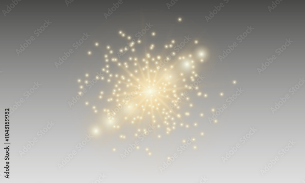 Poster glittering vector dust on a transparent background. golden sparkling lights. christmas holiday glow 