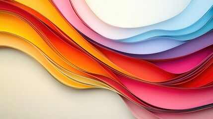 Fototapeta premium Abstract, vibrant colored edges overlaying a soft neutral background, providing a dynamic and modern visual accent for design use.